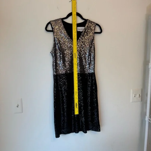 Nicole Miller Elegant Silver Black Sequin Dress Evening Occasion Date 0012 - Picture 4 of 15